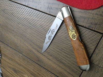 1991 Ka-bar Lock Back Club Knife Birdseye Maple Handle JW