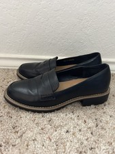 DV Dolce Vita Black Faux Leather Penny Loafers Women  s Size 7.5 Slip-On