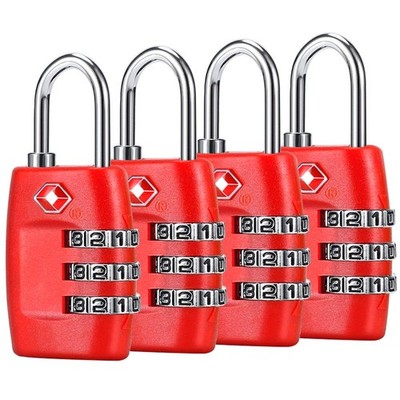 Tsa Luggage Locks 4pack 3 Digit Combination Padlocks Approved Travel Lock For