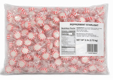 Arcor Peppermint Bulk Hard Red/White Candy Starlight Mints 6LB Bag