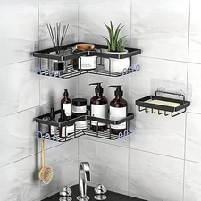 Shower Caddy Corner Shelf with Soap Holder, No Drill Stainless Steel Rack by ARK