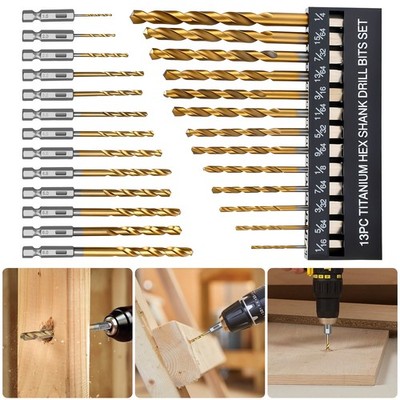 26pcs 1/4'' Hex Shank Drill Bits Set HSS Quick Change Metric & SAE Twist Drills