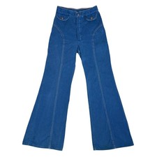 Vintage 1970s Sears Indigo Bell-Bottom Jeans   High-Rise Flare, 24x30