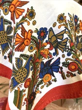 Vintage Villeroy & Boch Tablecloth Acapulco Print 48 x 64 Vibrant Bird Print