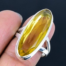 Citrine Handmade 925 Sterling Silver Jewelry Ring US Size 8