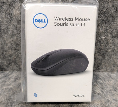 Dell Wireless Optical Mouse WM126, AA Battery, 12 Month Battery, Black  New 