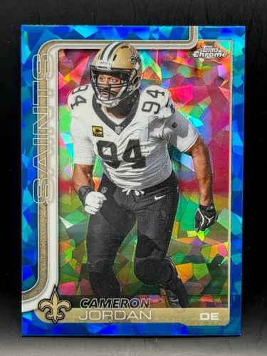 2025 Topps Chrome Football Cameron Jordan Base Sapphire Saints DE