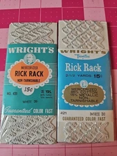 Vintage Wrights Trimtex Rick Rack White + Silver Metallic 2.5 Yards Package EACH