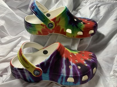 Crocs Shoes Womens 7, Mens 5 Tie dye Casual hippie Comfort Bohemian Classic Klog