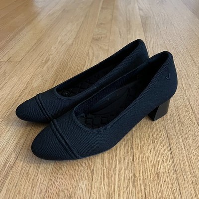 Vivaia Almond-Toe Chunky Heels Julie Pro Black Women's EU Size 38.5/US 7.5