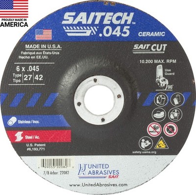 United Abrasives 22082 6x.045x7/8 Saitech .045 Ceramic Cutting Wheels 50 pack