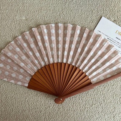Christian Dior  Folding Fan Sensu  Canage motif Beige, Brown novelty Unisex