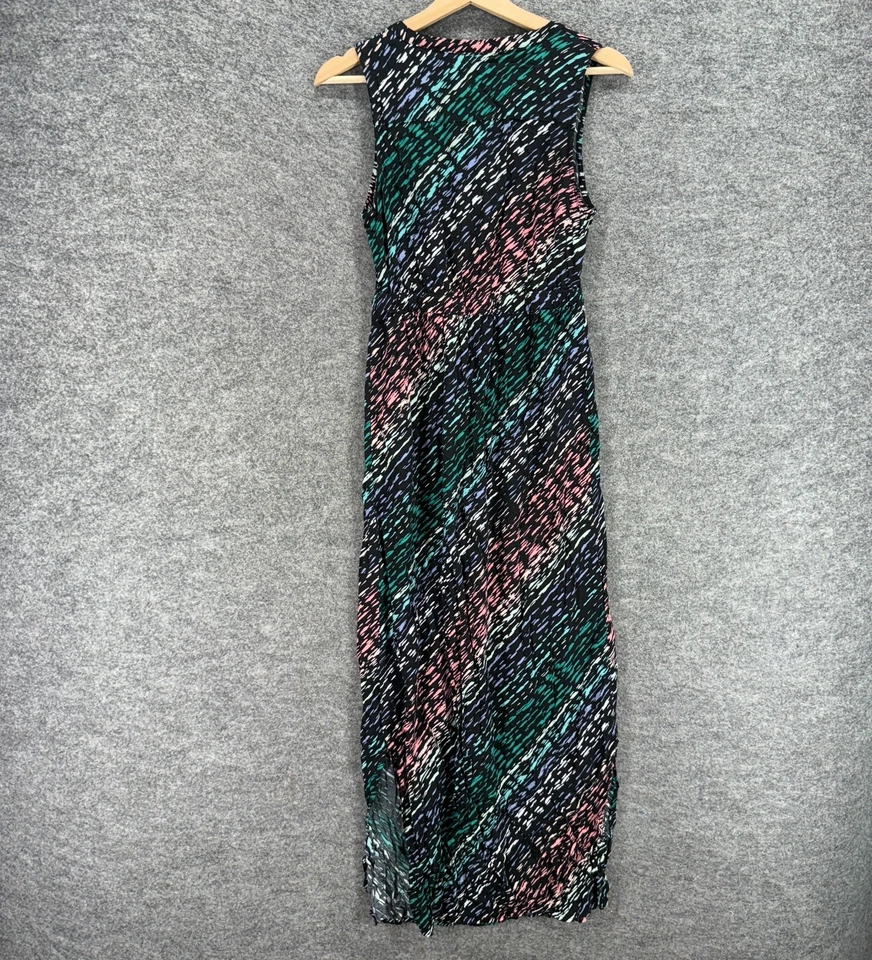 Apt. 9 Vestido Mujer S Pequeño Negro Rayas Maxi Largo Cuello en V Rayón Sin Mangas Foto 2 de 4