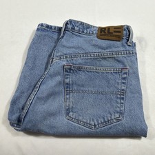 Vintage Polo Jeans Co Denim Banner Shorts Mens 33x11 Grunge Y2K Baggy Hip Hop