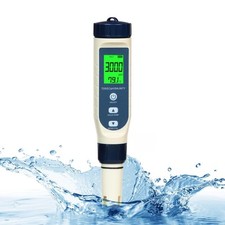 5 in 1 Pool Salt pH Meter Water Tester TDS EC Temp Hydroponics Aquarium Spa 2025