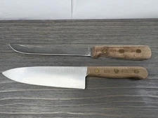 Vintage Chicago Cutlery Knife Set 2 Pc C42 & 66S Chef’s USA Knives Wood Handles