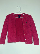 Polo Ralph Lauren Girls Pink Cable-Knit Cotto...