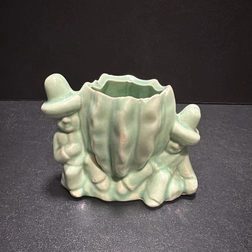 McCoy Cactus Cowboys Planter Mint Green Boho Southwestern 3-1/4" Tall
