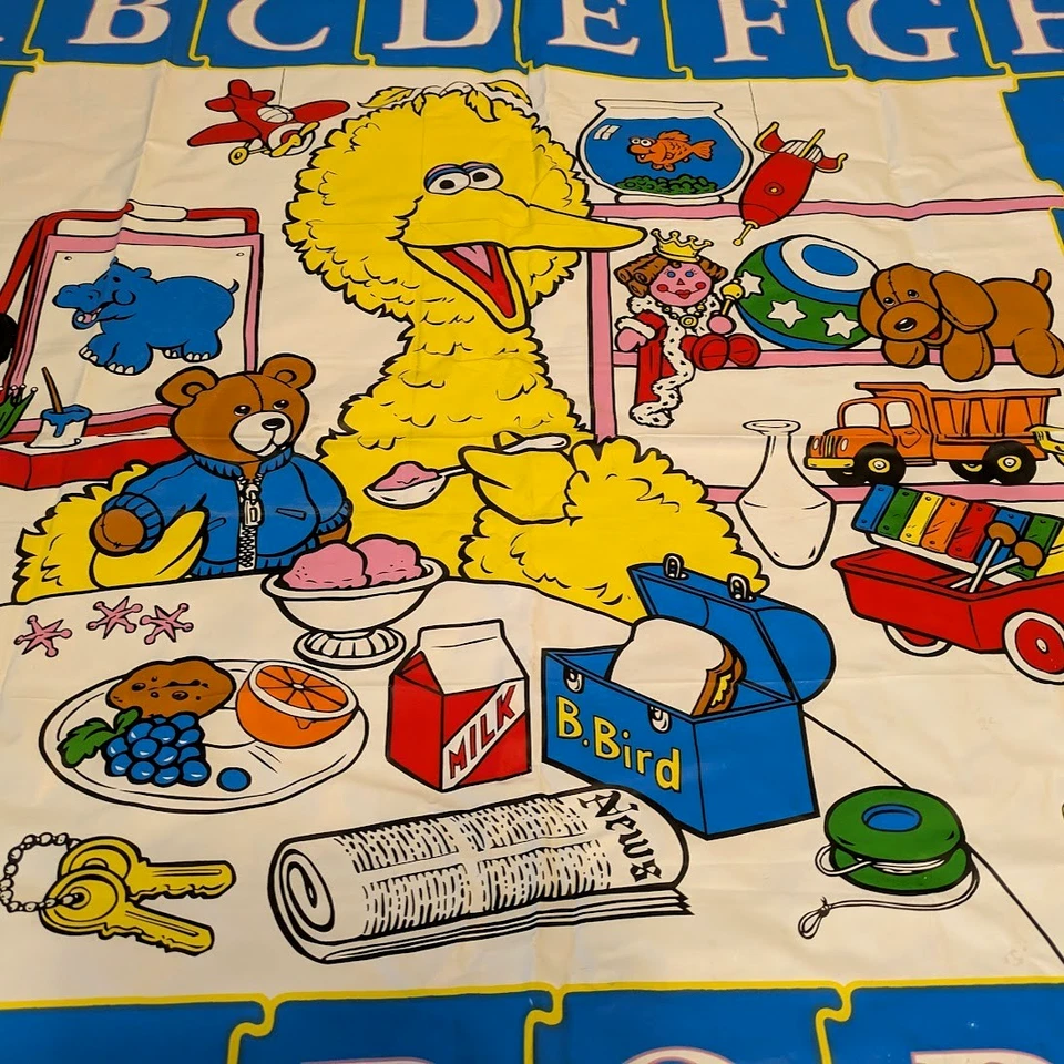 Sesame Street Vinyl Play Mat Table Cover Alphabet Big Bird ABC Vintage - Image 4 of 4