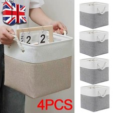 Pack of 4/8 Fabric Cube Storage Boxes Set Foldable Organiser 33cm x 33cm UK
