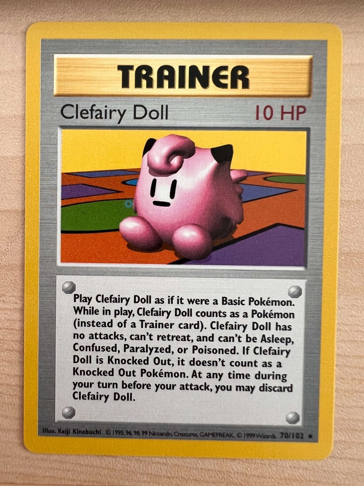 Clefairy Doll 70/102 Rare Base Set Shadowless Pokemon Card Near Mint