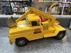 VINTAGE ALL ORIGINAL PRESS STEEL TONKA BACK HOE TRUCK YELLOW