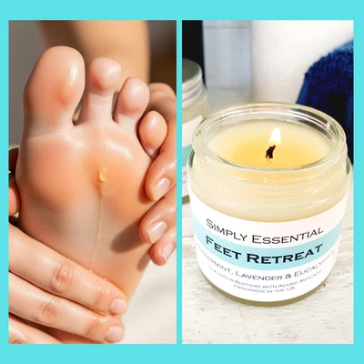 SIMPLY ESSENTIAL Foot Massage Candle Peppermint & Lavender oil for Tired Feet Pedicure Spa