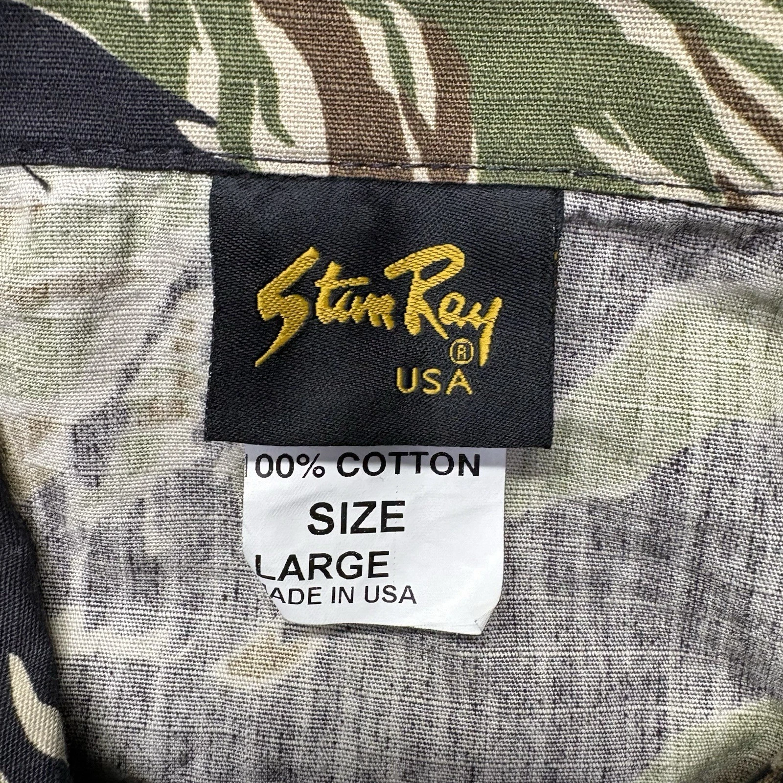 Stan Ray USA Tigerstripe Long Sleeve Ripstop Camo 4 Pocket Button-Up Size Large - product detail image 5