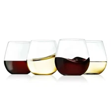 Nutrichef 4 Sets Crystal-Clear Stemless Wine Glass-Ultra Clear & Thin,Hand Blown