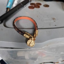 Stainless steel gold  faux leather bracelet for women