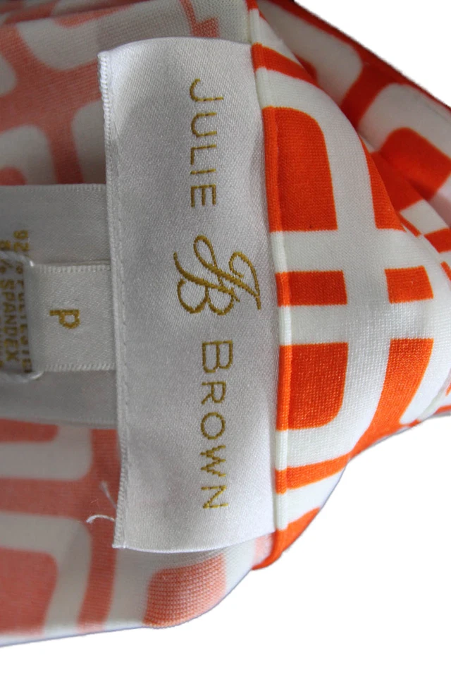 Платье Julie Brown женское с геометрическим принтом с запахом оранжевое белое размер миниатюрное - Изображение 4 из 4