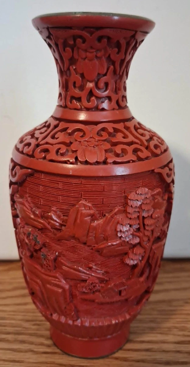 红色中国古董花瓶| eBay