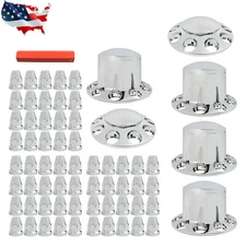 Lug Front & Rear Chrome Hub Cover Semi Truck Wheel Kit Axle Cover 33mm