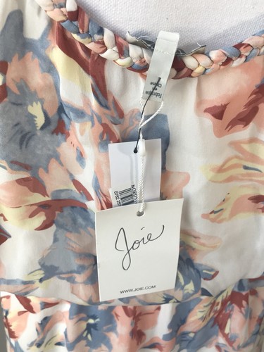 Joie Froste L Tropical Floral Print Multicolor Silk Dress Porcelain NWT $388 - Picture 9 of 10