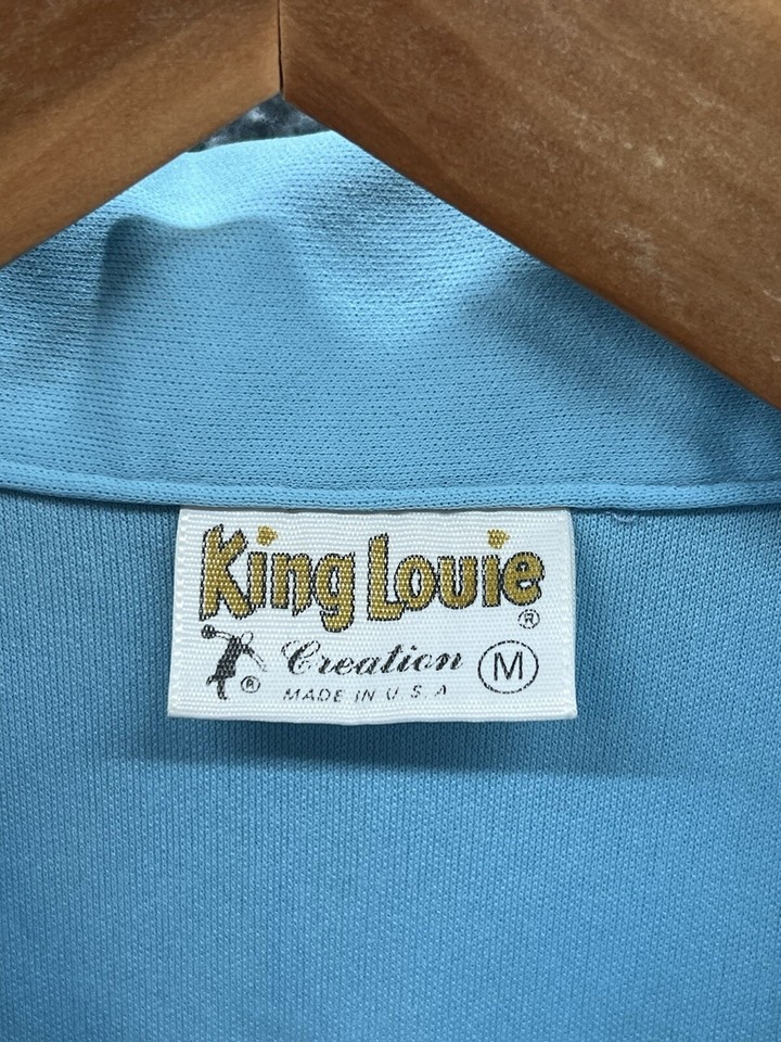Vintage King Louie USA Teal Blue Chain Stitched Bowling Shirt Men’s