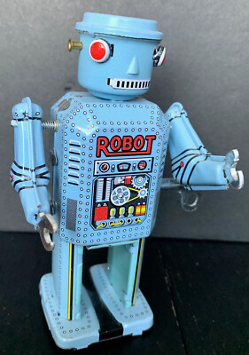 Tin Wind-up Mechanical Robot R35 Masudaya Classic Reproduction