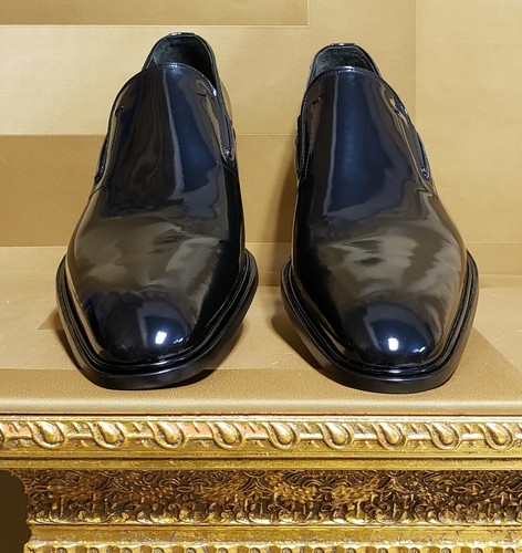 NUEVOS ZAPATOS VERSACE NEGRO PATENTE CUERO MOCASÍN 44.5 - 11.5 - Imagen 5 de 9
