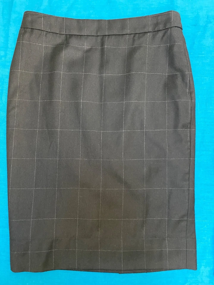 Falda Lápiz ALLSAINTS Agatha 100% Lana Negro Carbón Cuadros Ventana 6 EE. UU.