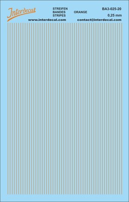 Bandes Décalcomanies Orange INTERDECAL 1,0mm - Dimensions 119x79mm - Neuf - Papier Haute Qualité