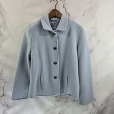 Giesswein Jacket Womens Large Light Baby Blue Boiled Wool Button Coat Vtg