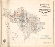 20" x 24" 1873 Map Chart Of Washington City & Georgetown Showing Streets
