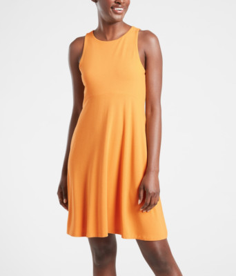 ATHLETA WOMEN'S GOLD YELLOW SLEEVELESS SANTORINI THERA DRESS Sz XXS