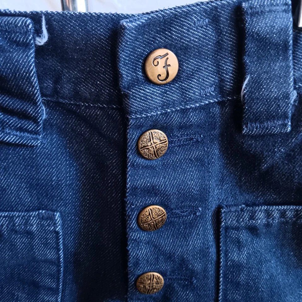 Niños 8 Pantalones Cortos Vintage Farah Denim A Presión Botones Corte Deshilachado Dobladillo Años 70 Hippy Foto 2 de 4