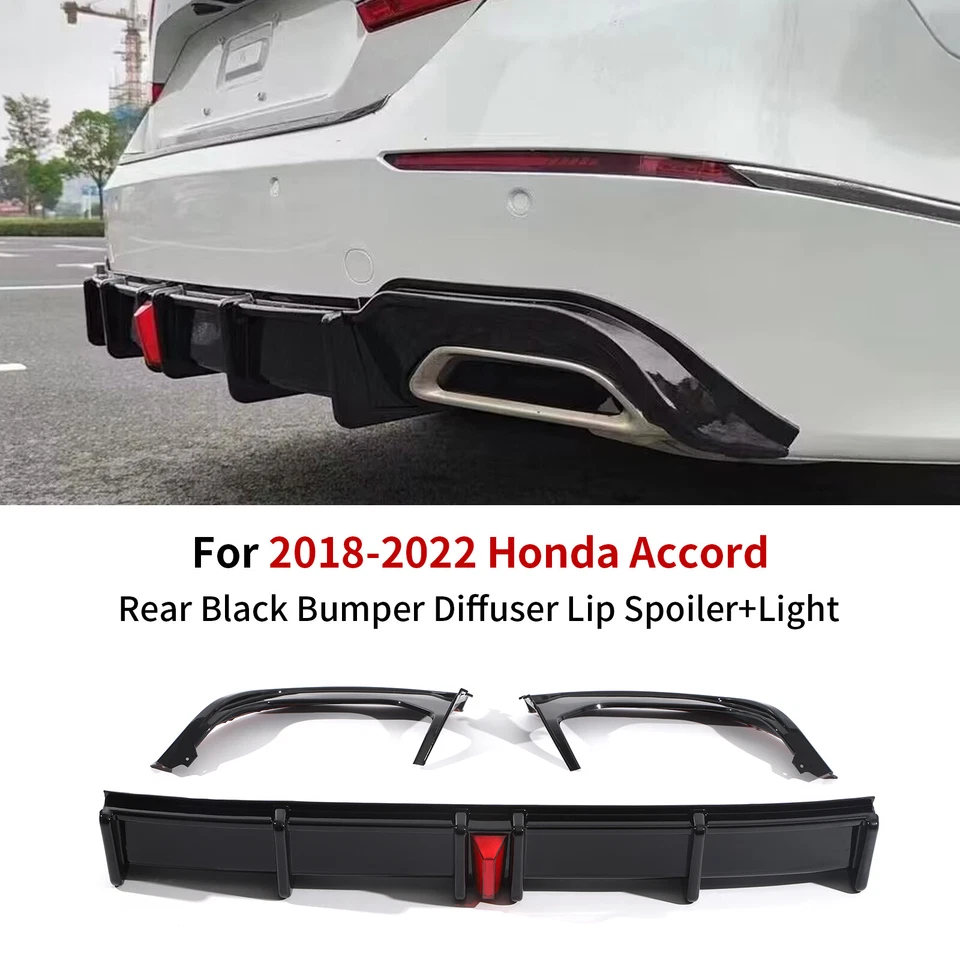Spoiler labial difusor de para-choque traseiro com luz para 2018-2022 Honda Accord Sedan EUA - Imagem 2 de 4