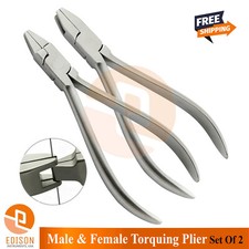 Orthodontic Male & Female Torquing Plier Set Of 2 Dental ArchWire Bending Pliers