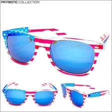 Classic Retro Style PATRIOTIC SUN GLASSES SHADES US USA American Flag Show Pride