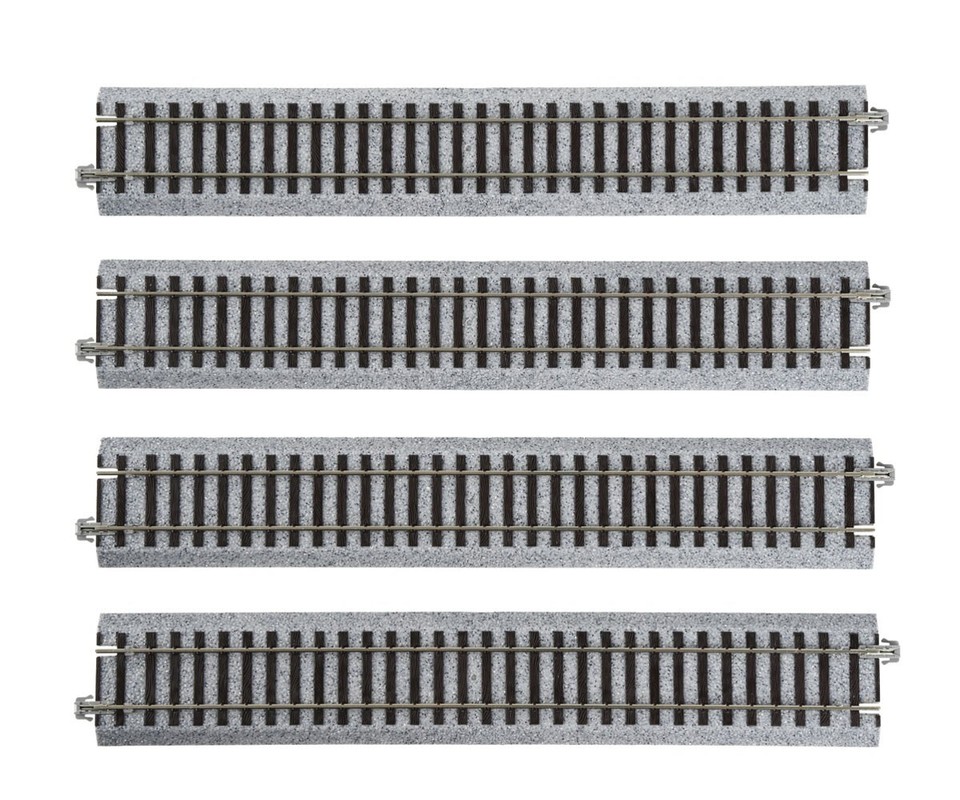 4 Rails Droits Kato UniTrack 246 Mm (9 3/4 Pouces) - Échelle HO - Pour Réseaux De Trains Miniatures