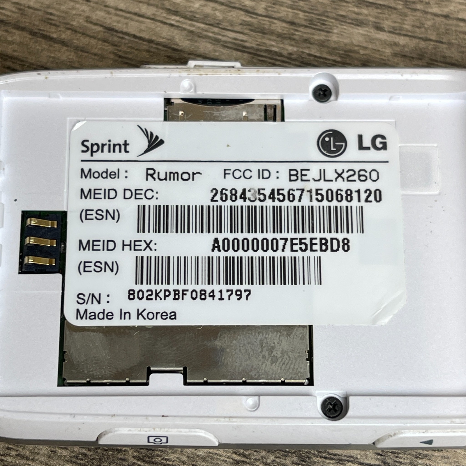 LG Rumour LX260 White Sprint TFT Display QWERTY Keyboard Slider Mobile ...