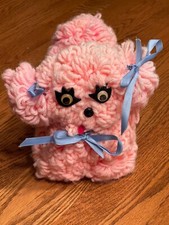 Vintage Hand Made Pink Yarn Dog