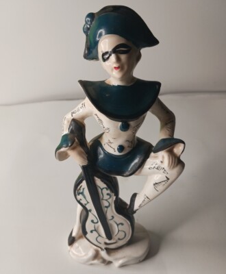 Vintage Harlequin Figurine Girl Masquerade Musician Made in Japen